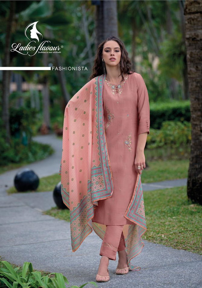 Ladies Flavour Mirza Chanderi Readymade Suits Catalog
